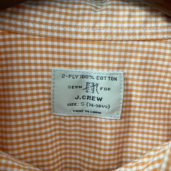 J. Crew 2-Ply 100% Cotton Orange Gingham Button Down Shirt Men's Size Small - Picture 3 of 6